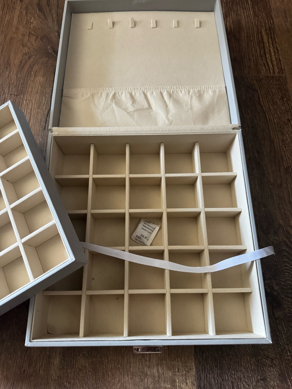 Light gray blueJewelry Organizer Box with Multiple Compartments